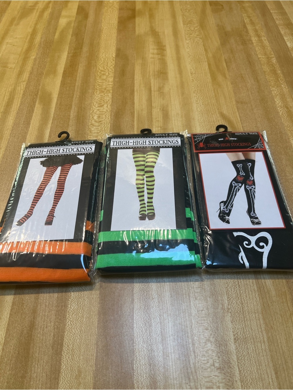 #3311**Striped Thigh-High Socks - Orange & Black
